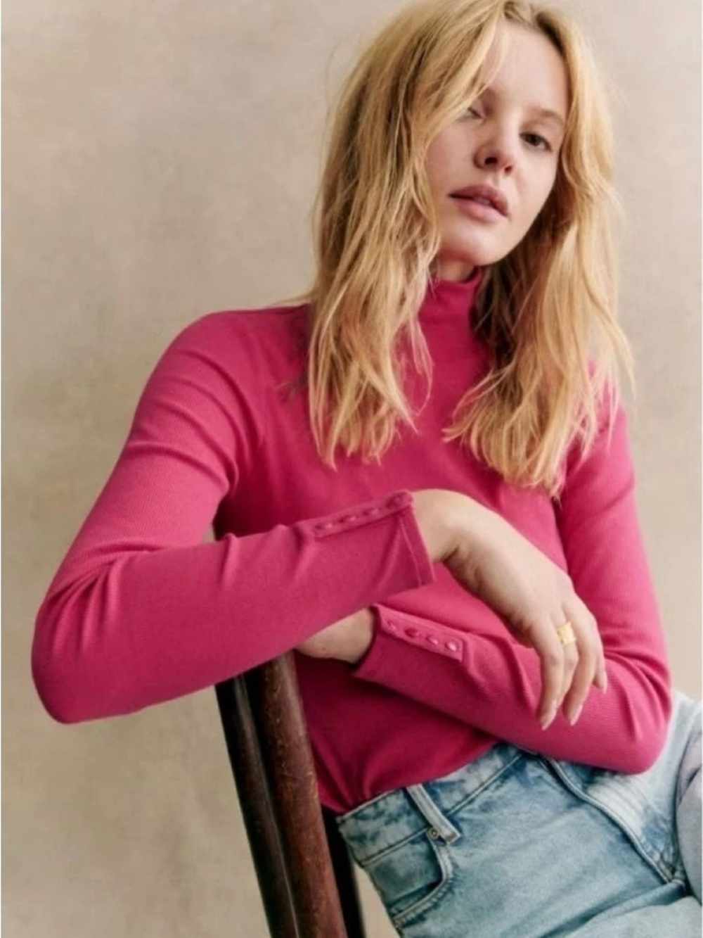 Sézane Felix Long Sleeve Cotton Knit Jumper